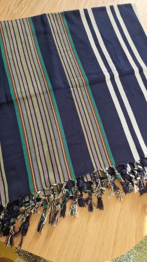 Yemeni Navy Blue & Green "Sunnah" Shawl Madani